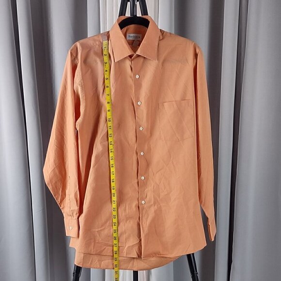 Van Heusen Men's Orange Cotton Blend Button Down Size Large 16 (34-35) - Picture 5 of 12